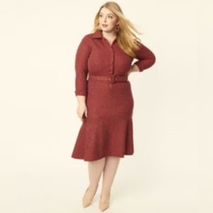 Wine Tweed Hildy Pencil Dress